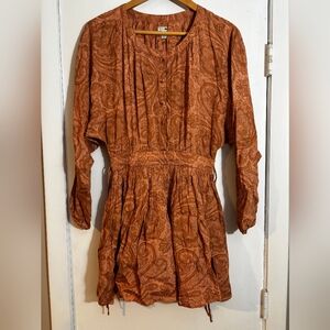 Amuse Society Terracotta Paisley Long Sleeve Dress